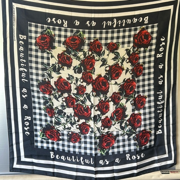 Clever carriage company  💯 silk scarf 46”x 46” nwot beautiful as a rose - Picture 1 of 15